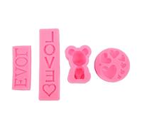 ANKROYU 4 PCS Silicone Fondant Ensemble Haute Température Cupcake Topper Chocolat Bonbons Moule pour Décoration De Gâteaux Saint Valentin Anniversaire Cadeau Romantique Amour Coeur