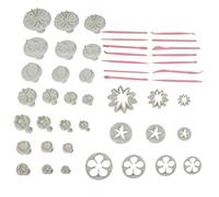 ANKROYU 47pcs Fondant Coutettes de gâteaux Premium outils de décoration de cuisson Fleur Moules de plastique en forme de fleur pour biscuits à gâteau Savon d'argile Fabrication bri