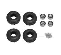ANKROYU 4pcs RC Crawler Wheel Tires Set Primed Aluminium Alloy Hub Durable Off Road Accessories pour 1/10 Scale RC Cars 120x46mm (Argent)