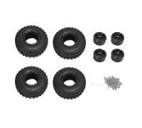 ANKROYU 4pcs RC Crawler Wheel Tires Set Primed Aluminium Alloy Hub Durable Off Road Accessories pour 1/10 Scale RC Cars 120x46mm (Noir)