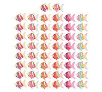 ANKROYU 50pcs Cartoon Fish Boutons en bois pour la couture d'artisanat fait à la main décoratif non toxique boutons colorés pour les vêtements pour enfants accessoires de bricolage