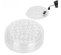 ANKROYU 50pcs supports de colle à cils jetables transparent, porte-colle de faux cils, plateau de colle pour cils, joint de colle plastique, tampon de colle en forme de fleur pour extensions de cils