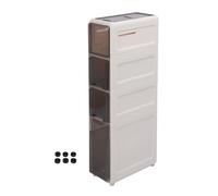 ANKROYU Armoire de Rangement étroite Organisateur Mince d'organisateur imperméable Rouleaux de Salle de Bain la blanchisserie Petit Espace maximiser Le Rangement PP Pet Plastique 6 Roues (4 Niveaux)