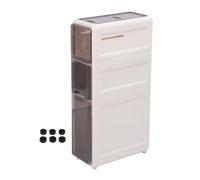 ANKROYU Armoire de Rangement étroite Organisateur Mince d'organisateur imperméable Rouleaux de Salle de Bain la blanchisserie Petit Espace maximiser Le Rangement PP Pet Plastique 6 Roues (3 Niveaux)