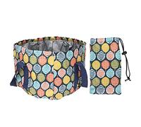ANKROYU Baignoire De Trempage Pliable Pour les Pieds, Seau De Bain De Pieds En Corde Avec Poignée étanche En Polyester Portable Avec Seau En Corde à Poignée 21L Motif De Grandes Feuilles Pour le Camp