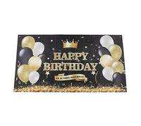 ANKROYU Bannière de fond joyeux anniversaire, ballons à paillettes, noir et or, grande décoration de fête pour célébration d'anniversaire, tissu en polyester 180x99cm réutilisable