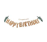 ANKROYU Bannière Joyeux Anniversaire Cocotier Vert Décoration de Fête à Thème Animal avec Lanière Papier Jute Réutilisable pour Célébration Adultes 13 Cartes Lettres 2 Cartes Noix