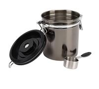 ANKROYU Boîte à Café, Récipient à Café Hermétique En Acier Inoxydable Avec Cuillère à Café, Pour Les Noix, La Farine, L'avoine, Le Tabac Pour La Maison, Le Bureau(Noir avec cuillère 1.5L)