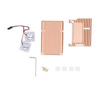 ANKROYU Boîtier en Alliage d'aluminium à 4 boîtiers, Couvercle de Protection doré avec Ventilateur de Refroidissement, Coque de Dissipation Thermique, boîtier en métal Durable pour