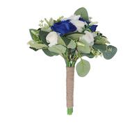 ANKROYU Bouquet de Mariage Artificiel Romantique, Bouquet de Main de mariée élégant, Arrangement de Fausses Fleurs pour cérémonie de Mariage, fête d'anniversaire, Chanvre en plasti (Bleue)