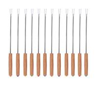 ANKROYU Brochettes de barbecue en acier inoxydable de qualité supérieure, ensemble de 12 pièces avec manche en bois résistant à la chaleur pour les grillades en plein air, le campi