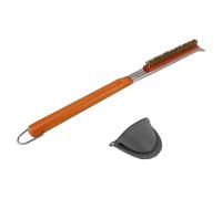 ANKROYU Brosse pour Four à Pizza avec grattoir, Manche Long, Bois d'hévéa Durable, Laiton détachable, Facile à Nettoyer pour Pierre à Pizza, Four à Barbecue