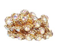 ANKROYU Chaîne en cristal strass, verre étincelant, garniture de chaîne en strass pour vêtements, robe de mariée, bricolage, artisanat, 1 mètre, or, argent, cristal AB (Code couleur 1 doré AB)