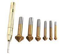 ANKROYU Chanfrein Foret Set 6PCs Anti Ti Placage Chanfrein Biseau Foret avec Poinçon Center 130mm pour le Travail Du Bois BRICOLAGE Construction Alliage Acier 6 Tailles