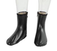 ANKROYU Chaussettes en cuir zippées, hommes musulmans unisexes en cuir PU imperméables, chaussettes chauffantes d'hiver Khuffy avec polaire pour intérieur, extérieur, voyage (noir US 5.5-9)