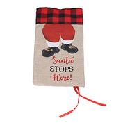 ANKROYU Christmas Santa Grid Design Champagne Bottle Cover Sac Sac Luxury Réutilisable Washable Wine Bottle Cover For Holiday Party x Home Bar Office Decoration Decoration Matering (Chèque rouge et