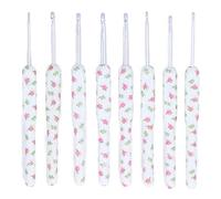 ANKROYU Crochet Crochets Ergonomic confortable poignée à tricot aiguilles à tricotage pour les professionnels des débutants en aluminium 8pcs 15,2 cm (Fleurs blanches)