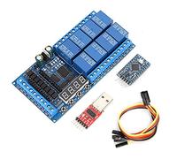 ANKROYU DC 12 V 8 canaux Pro Mini PLC relais bouclier Module retardateur minuterie carte de commutation pour (Carte + pro mini + câble de téléchargement)