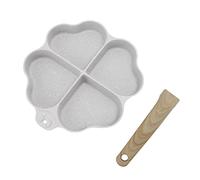 ANKROYU Egg Frying Pan Nonstick Heart Shaped 4 Cup Uniform Heating Pancake Pan with Handle for Kitchen Aluminum Alloy Phenolic Plastic 19.5cm Length (Blanc)