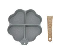 ANKROYU Egg Frying Pan Nonstick Heart Shaped 4 Cup Uniform Heating Pancake Pan with Handle for Kitchen Aluminum Alloy Phenolic Plastic 19.5cm Length (Vert)