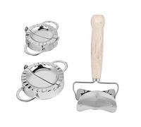 ANKROYU Ensemble de 3 moules à boulettes en acier inoxydable 304, presse manuelle avec manche en bois, outil d'emballage, ustensiles de cuisine professionnels pour la cuisine à dom