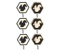 ANKROYU Ensemble de 6 crochets muraux en forme d'animal, jolis crochets de suspension en bois pour serviettes, manteaux, clés, rangement dans la salle de bain, la chambre à coucher (Paire d'écureuil