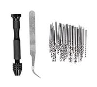 ANKROYU Ensemble de forets hélicoïdaux à main, étau à broche, perçage manuel, perforateur de sculpture noir avec 46 pinces à épiler pour la fabrication de bijoux en bois, bricolage