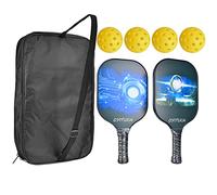 ANKROYU Ensemble de pagaye de Pickleball en Fibre de Carbone Premium avec 4 balles de Grade Professionnel Raquette légère pour Les Sports extérieurs Contrôle Optimal Durable PP Cor
