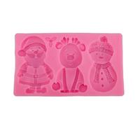 ANKROYU Ensemble de pâtisserie de Noël en silicone de 3 formes de renne bonhomme de neige père Noël antiadhésif flexible réutilisable bonbons chocolat biscuit gâteau fondant pour l