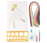 ANKROYU Ensemble de quilling en papier, Kit d'outils de bricolage avec règle, pince à épiler, poinçon à colle pour débutants, familles, salle de classe, décorations de fête de mari