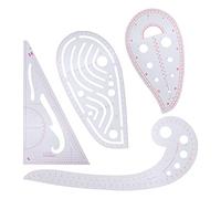 ANKROYU Ensemble de règles de couture professionnelles 4 pièces outils de mesure de vêtements modèle de coupe de motif multifonctionnel règles de courbe française en plastique dura