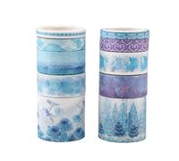 ANKROYU Ensemble de ruban adhésif décoratif 10 rouleaux de ruban de masquage coloré pour le scrapbooking, les travaux manuels, le papier Washi avec divers motifs pour le journal, l (Brise de montagne