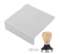ANKROYU Ensemble de tampons à café, poignée en hêtre en acier inoxydable de 58mm avec tapis de bourrage en relief pour équipement de café Baristas à domicile, Kit de tapis en Silic (Grise)