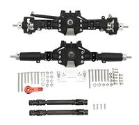 ANKROYU Ensemble d'essieux Avant et arrière en Alliage d'aluminium CNC, Kit de Liaison de Direction Robuste, Assemblage d'essieu Complet Haute résistance pour SCX10II Tout-Terrain (Noire)