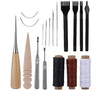 ANKROYU Ensemble d'outils professionnels en cuir 18 pièces Kit de couture en cuir avec aiguilles en acier inoxydable pour bricolage artisanat rembourrage sièges de voiture réparati