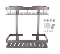 ANKROYU Étagère de Rangement de Salle de Bain Premium Double Couche en Aluminium Alliage Mural étagère de Douche montée avec des Bords de Conception de Garde pour l'organisateur de Douche