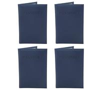 ANKROYU Étui de passeport imperméable en cuir PU avec plusieurs emplacements pour cartes, pour hommes et femmes, voyage d'affaires, vacances, lot de 4 pièces (Bleu foncé)