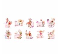 Ankroyu Fairy Sticker 30 Leaves Flowers Fairy Sticker Scrapbook Journal Supplies DIY Crafts Decoration for Notebook Albums Pet Material (Rosa)