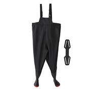 ANKROYU Fishing Chest Waders Unisex Breathable Stocking Foot Wader Pants with Oxford Sole for Outdoor Fishing Root Digging Black Knitted PVC Material (Size 42)