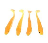 ANKROYU Fishing Lures Mous 4pcs t Queue enroulée de la Queue bouclée Bait Premium Flexible Action de Natation réaliste pour la pêche en mer Saline Salicone Matière 42G (Orange)