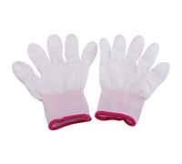 ANKROYU Gants de Travail Antistatiques Gants de Travail en Nylon à Doigts Enduits PU pour Assemblage Electronique Protection RAM IC Durable Absorbant la Sueur Taille S M L 1 Paire (Petit (bord rose))