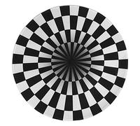 ANKROYU Grille Blanche Noire Ronde Garde Non Glissante Rapier de Tapis de pavé (Diamètre 100 cm)