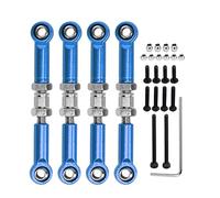 ANKROYU Haute Précision Réglable Servo Liens Tie Rod Set En Alliage D'aluminium De Fer RC Direction Tige pour FMS 1/24 FCX24 RC Voiture Accessoires 4PCS avec Outils (Bleu)