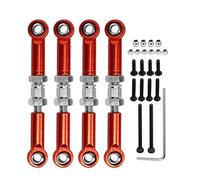 ANKROYU Haute Précision Réglable Servo Liens Tie Rod Set En Alliage D'aluminium De Fer RC Direction Tige pour FMS 1/24 FCX24 RC Voiture Accessoires 4PCS avec Outils (Rouge)