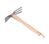 ANKROYU Houe râteau Outil à Main Professionnel à Double tête en Acier Inoxydable Outil de Jardin pour désherbage Plantation de Fleurs Plantes en Pot avec Manche en Bois de hêtre 38