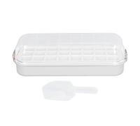 ANKROYU Ice Cube Tray with Bin 24 Grids Food Grade Silicone Easy Release Ice Cube Making Mold for zer Whiskey Cocktails Home Bar Party (Blanc)