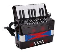 ANKROYU Instrument de musique professionnel accordéon piano 17 touches 8 basses pour étudiants débutants avec corps en plastique ABS bracelet en cuir couleur noire 22x23x11 cm form