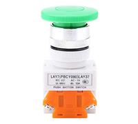 ANKROYU Interrupteur momentané à bouton-poussoir champignon vert à réarmement automatique 22 mm LAY37 11M, robuste, pour démarreurs électromagnétiques, contacteurs, relais et circu