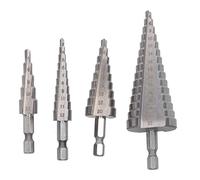 ANKROYU Jeu de forets étagés 4 pièces en acier rapide, foret étagé à rainure droite hexagonale pour le perçage et l'alésage du métal, du bois et du plastique, bricolage, ingénierie