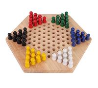 ANKROYU Jeu de société de Dames Chinoises en Bois Stratégie Halma Jeu éducatif Familial Amusant pour Parent-Enfant Temps de Liaison Matériau en Bois d'hévéa Couleurs Vives 60 pièce